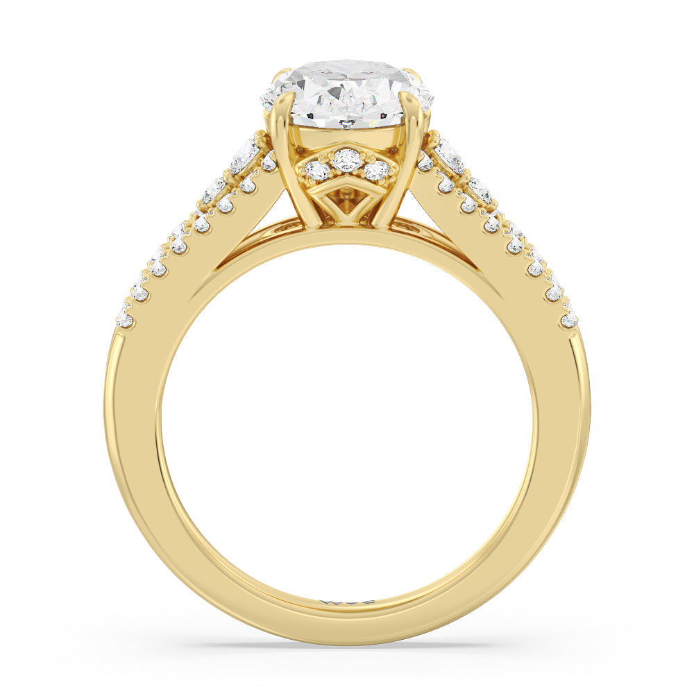 Oval Cut The Greenwich Village Ring with Lab Grown Diamond in 14KT Yellow Gold view 2

