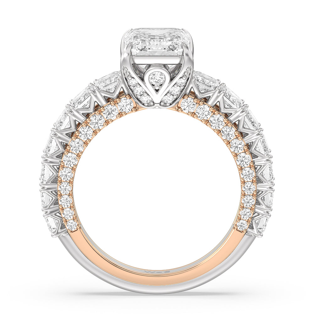 The Lexington Avenue Ring with Emerald Cut Diamond in 14KT White & Rose Gold view 3
