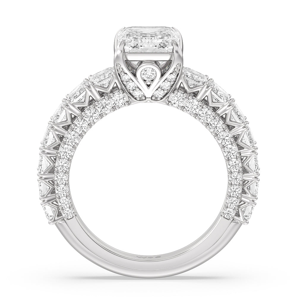 The Lexington Avenue Ring with Emerald Cut Diamond in 14KT Platinum view 3
