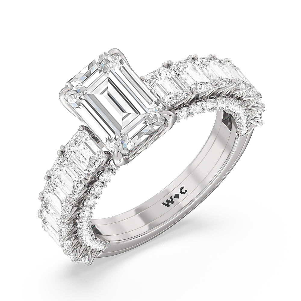 The Lexington Avenue Ring with Emerald Cut Diamond in 14KT Platinum view 4
