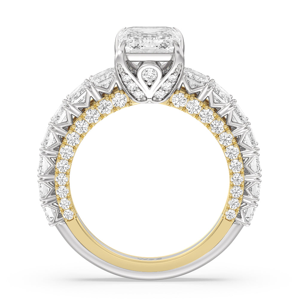 The Lexington Avenue Ring with Emerald Cut Diamond in 14KT White & Yellow Gold view 3
