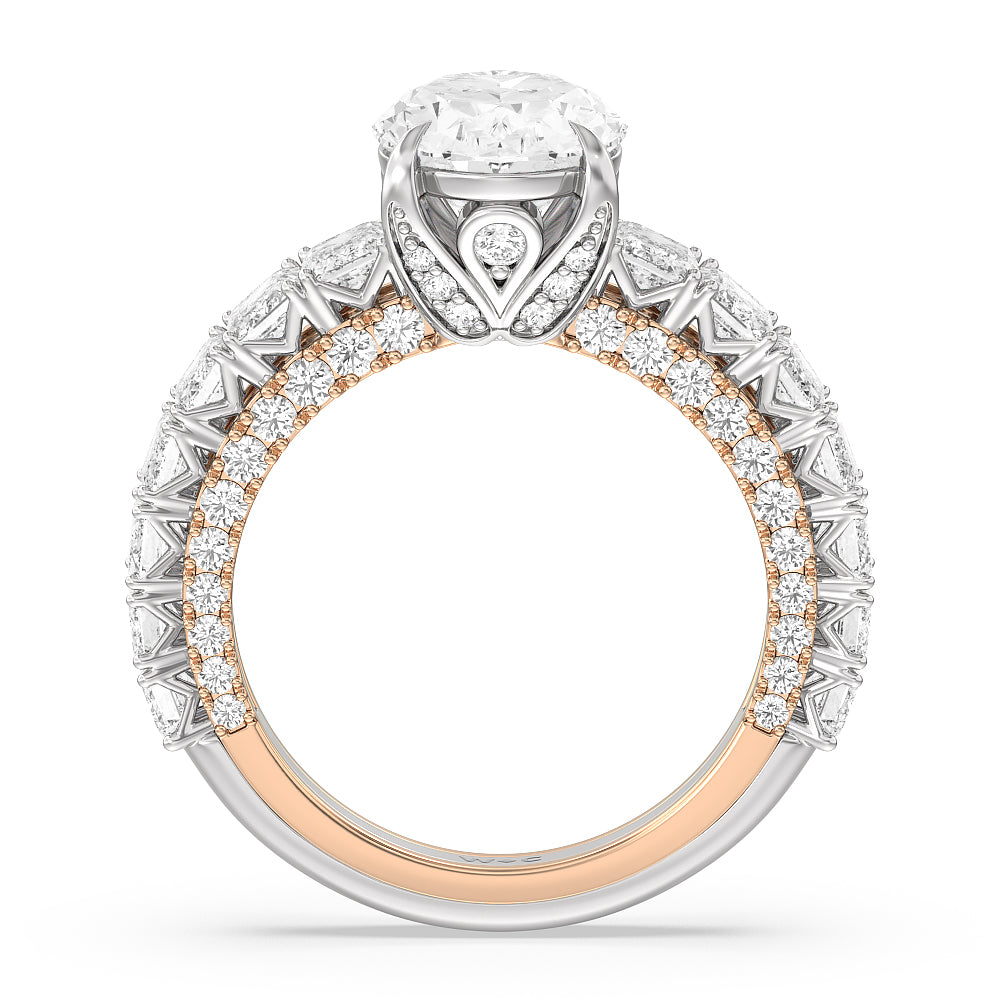 The Lexington Avenue Ring with Oval Cut Diamond in 14KT White & Rose Gold view 2
