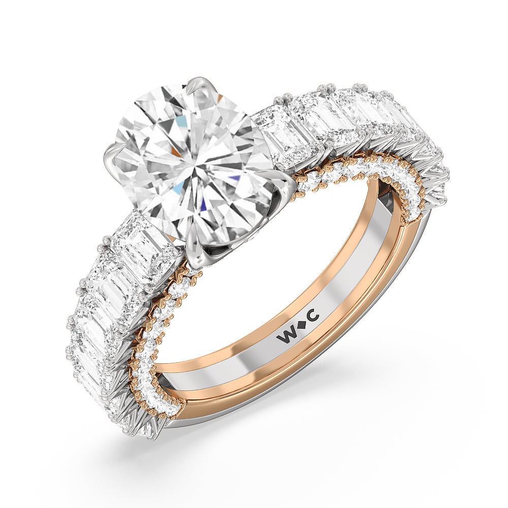 The Lexington Avenue Ring with Oval Cut Diamond in 14KT White & Rose Gold view 3
