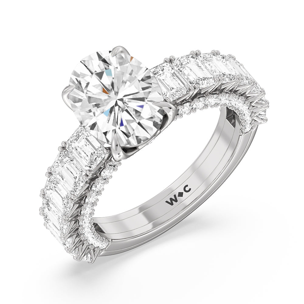 The Lexington Avenue Ring with Oval Cut Diamond in 14KT Platinum view 3
