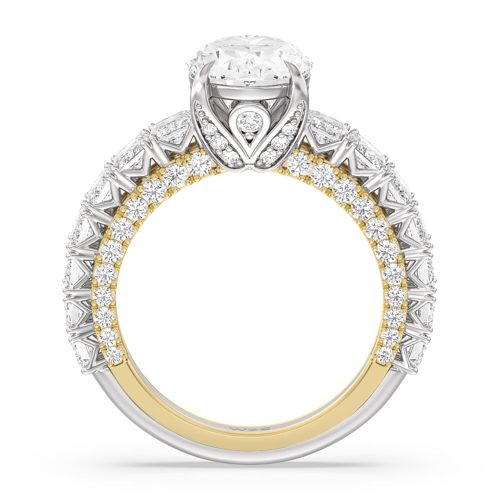 The Lexington Avenue Ring with Oval Cut Diamond in 14KT White & Yellow Gold view 2

