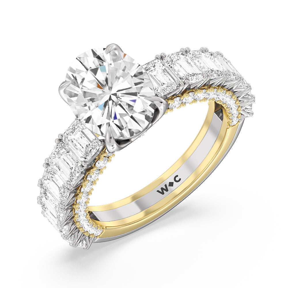 The Lexington Avenue Ring with Oval Cut Diamond in 14KT White & Yellow Gold view 3
