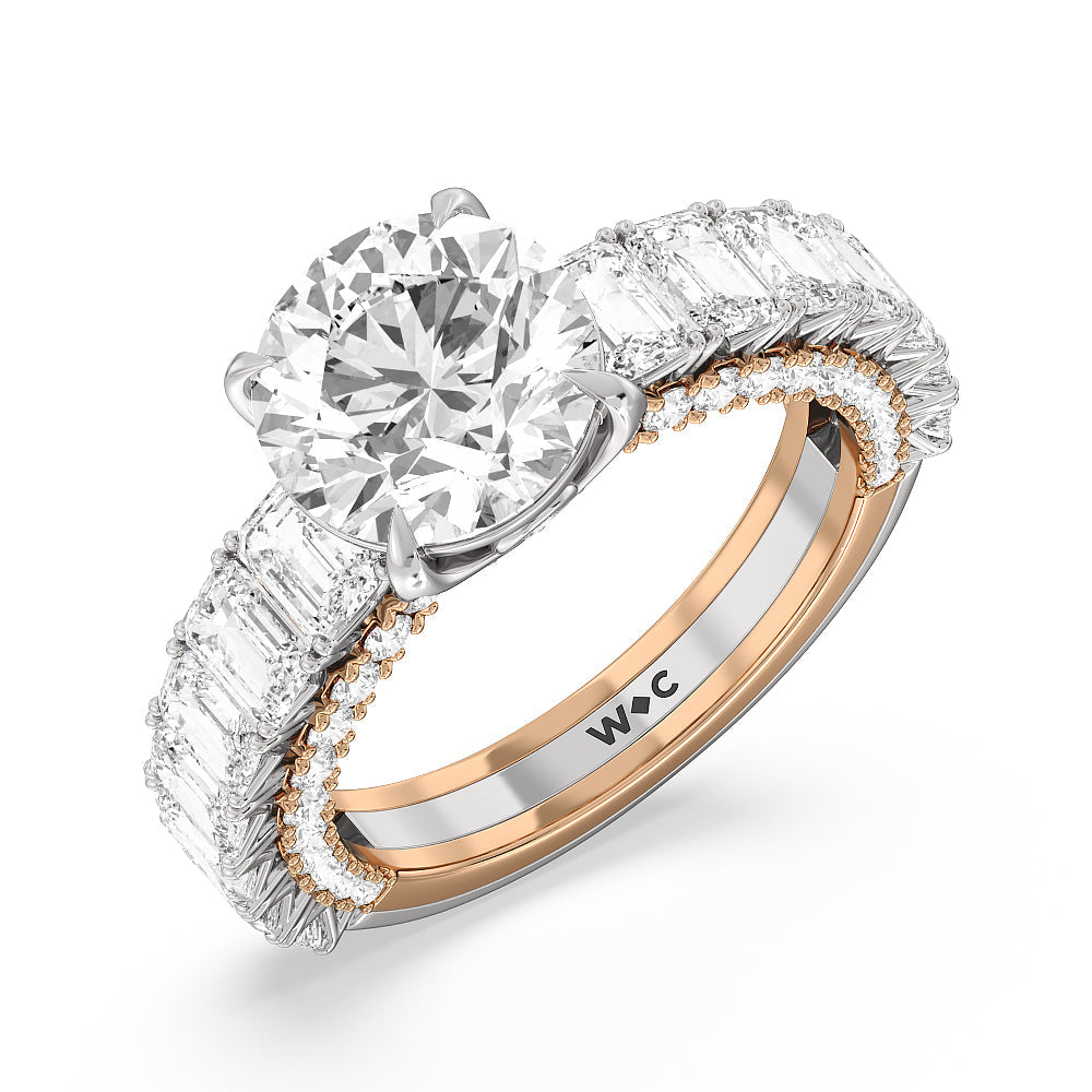The Lexington Avenue Ring with Round Cut Diamond in 14KT White & Rose Gold view 4
