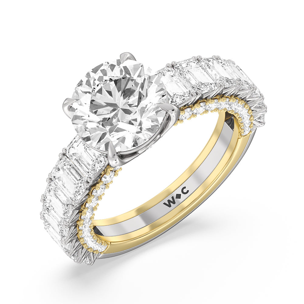 The Lexington Avenue Ring with Round Cut Diamond in 14KT White & Yellow Gold view 4
