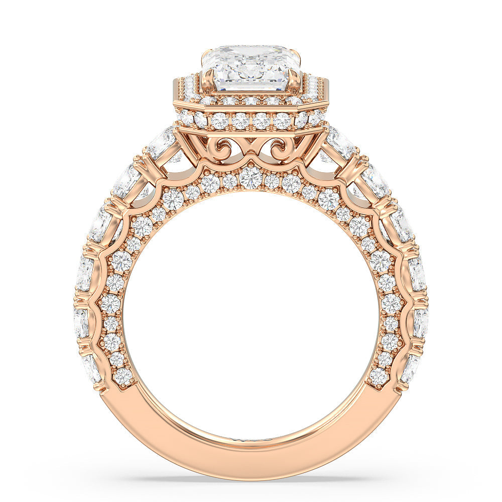 The Balthazar Ring with Emerald Cut Diamond in 14KT Rose Gold view 2
