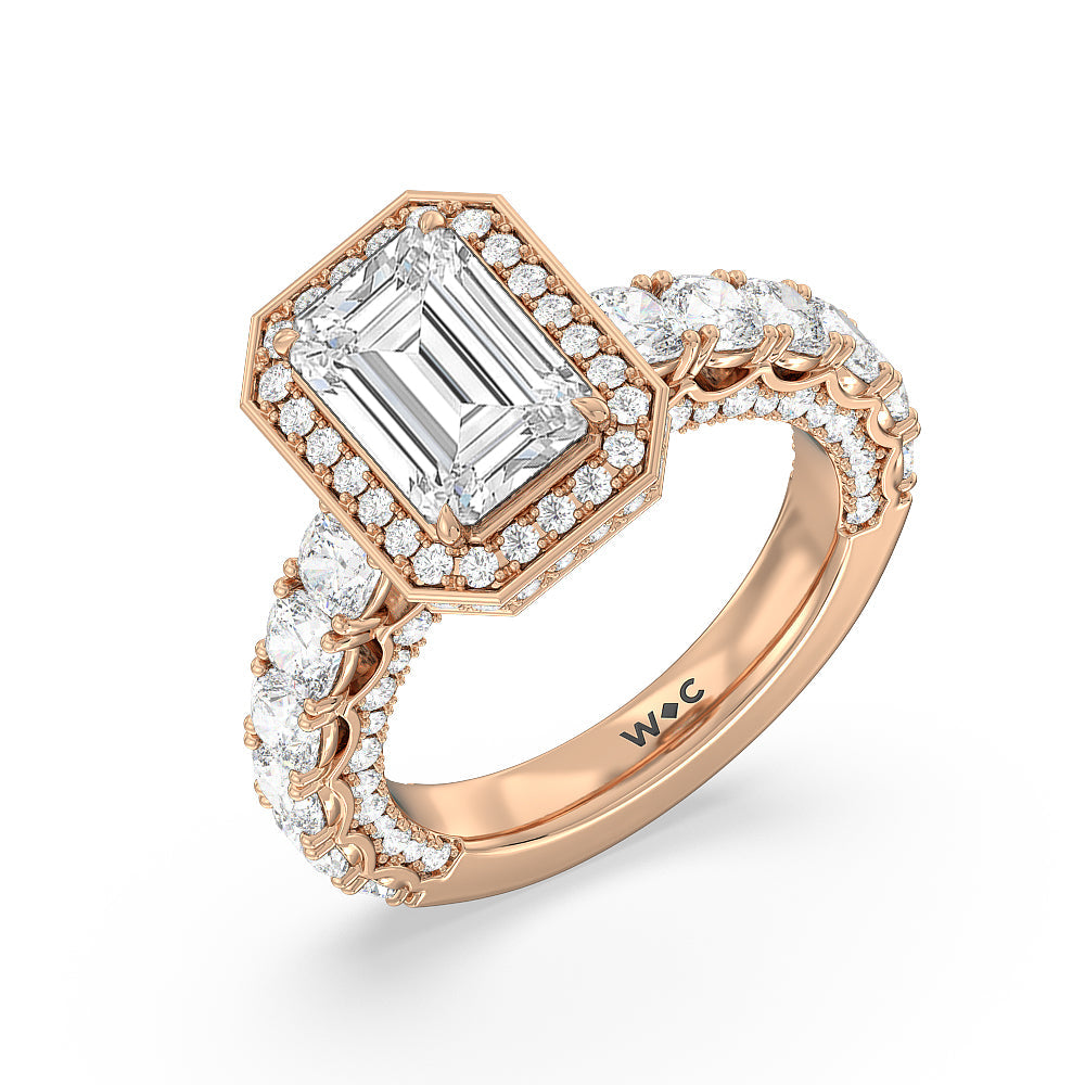 The Balthazar Ring with Emerald Cut Diamond in 14KT Rose Gold view 3
