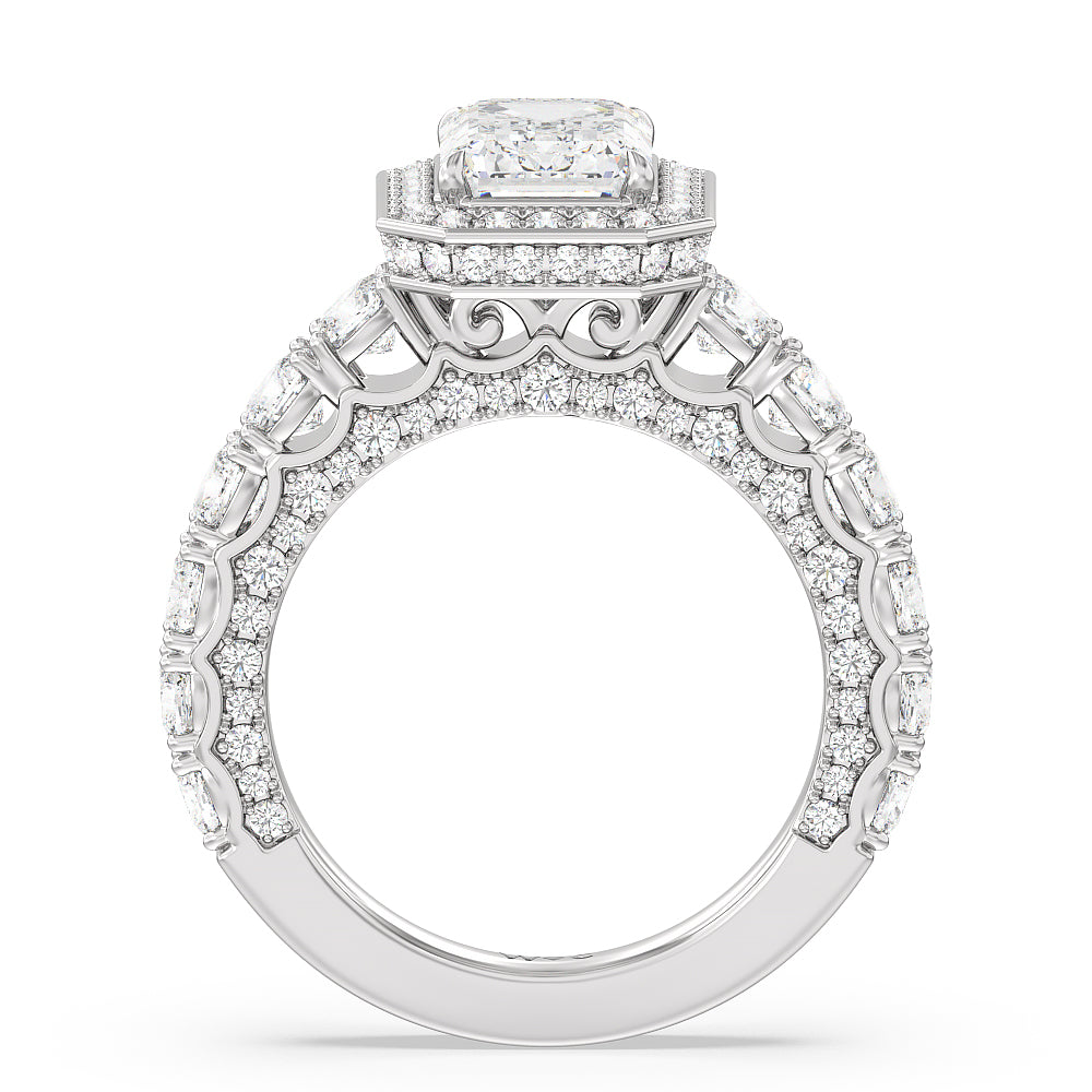 The Balthazar Ring with Emerald Cut Diamond in 14KT Platinum view 2
