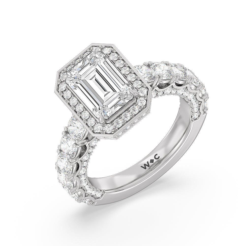The Balthazar Ring with Emerald Cut Diamond in 14KT Platinum view 3
