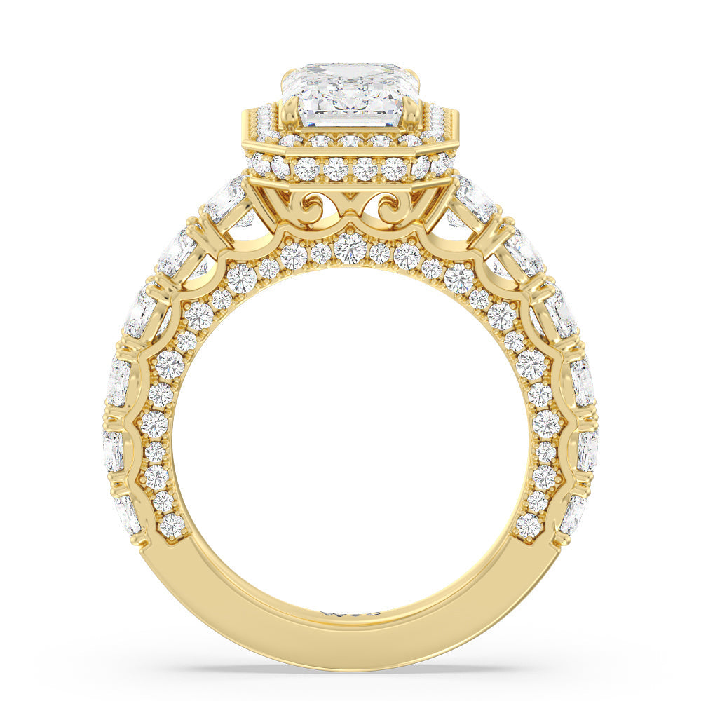 The Balthazar Ring with Emerald Cut Diamond in 14KT Yellow Gold view 2
