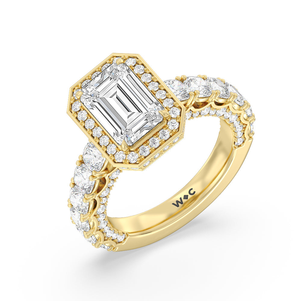 The Balthazar Ring with Emerald Cut Diamond in 14KT Yellow Gold view 3

