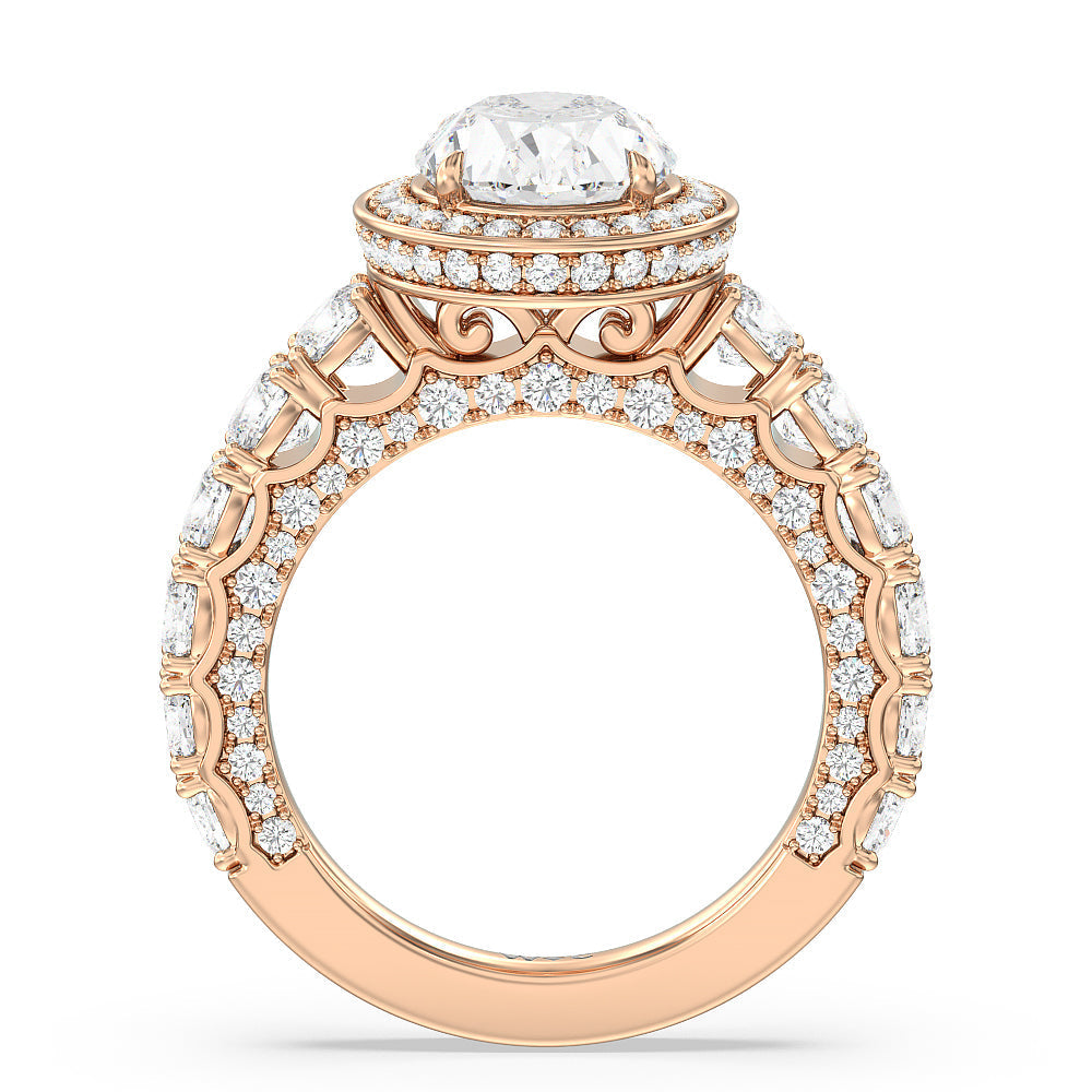 The Balthazar Ring with Oval Cut Diamond in 14KT Rose Gold view 2
