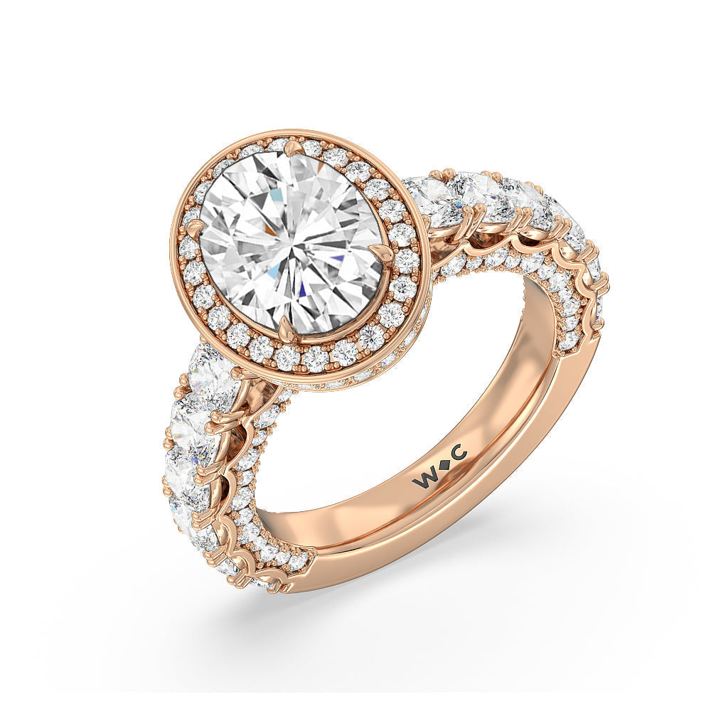 The Balthazar Ring with Oval Cut Diamond in 14KT Rose Gold view 3
