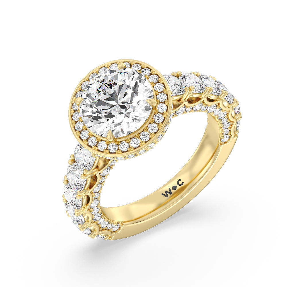 The Balthazar Ring with Round Cut Diamond in 14KT Yellow Gold view 3
