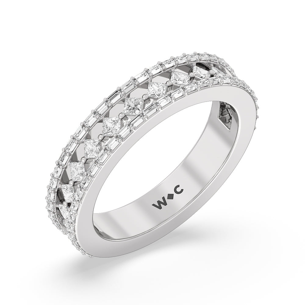 The Vessel Diamond Band with Platinum Cut Diamond in 14KT Platinum view 3
