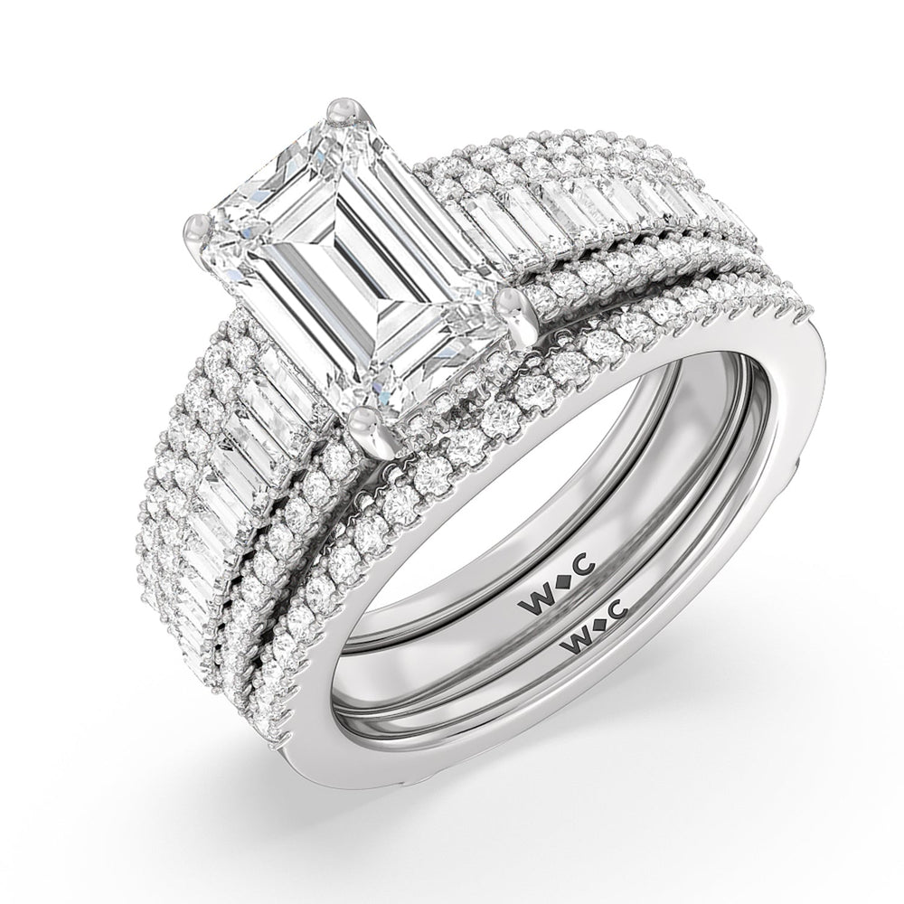 The Tribeca Diamond Wedding Band with Platinum Cut Diamond in 14KT Platinum view 3
