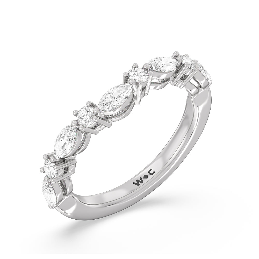 The Nolita Diamond Band with Platinum Cut Diamond in 14KT Platinum view 3
