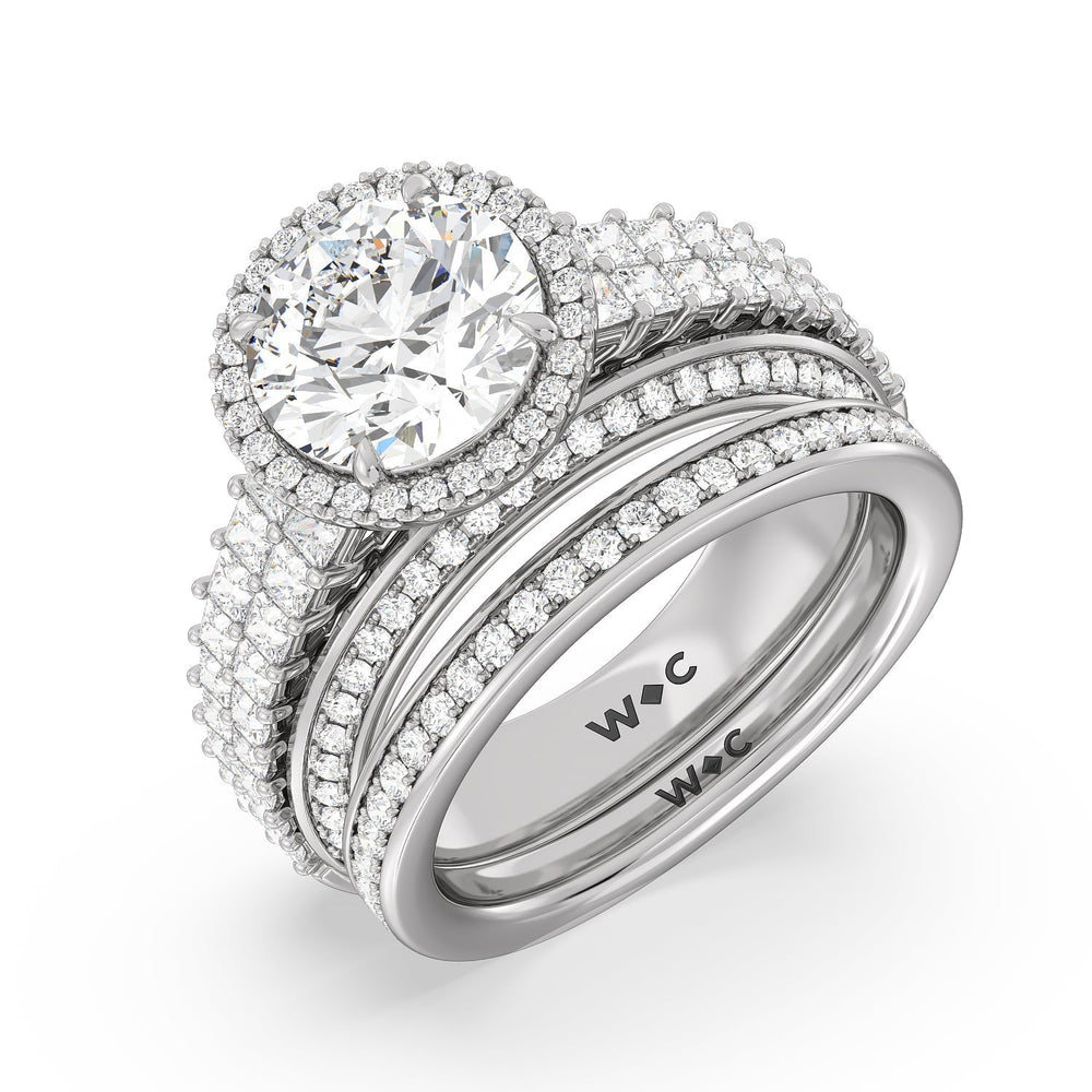 The Summit Diamond Wedding Band with Platinum Cut Diamond in 14KT Platinum view 3
