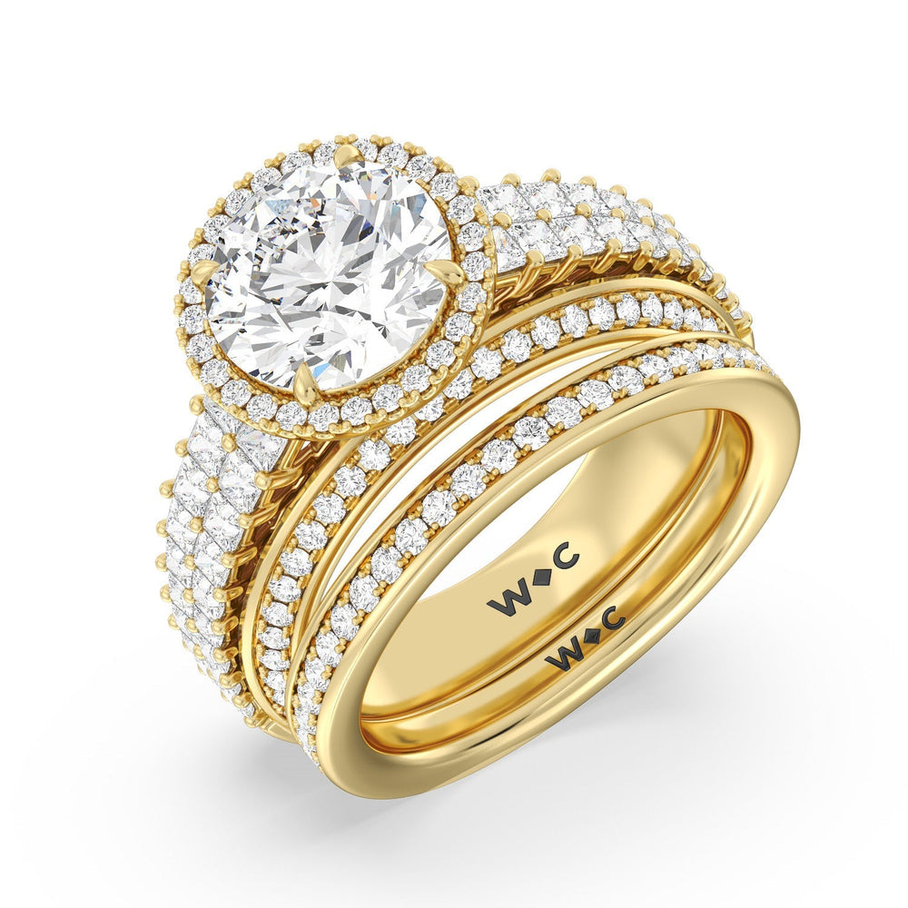 The Summit Diamond Wedding Band with 18KT Yellow Gold Cut Diamond in 14KT Yellow Gold view 3
