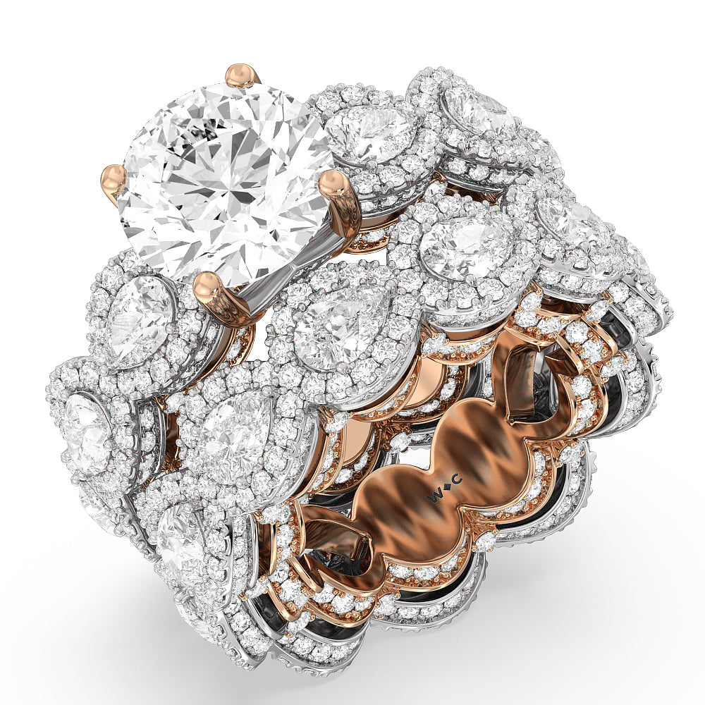 The Ritz Band with 18KT White & Rose Gold Cut Diamond in 14KT White & Rose Gold view 3
