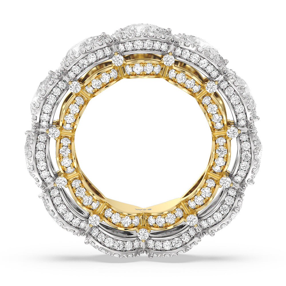 The Ritz Band with 18KT White & Yellow Gold Cut Diamond in 14KT White & Yellow Gold view 2
