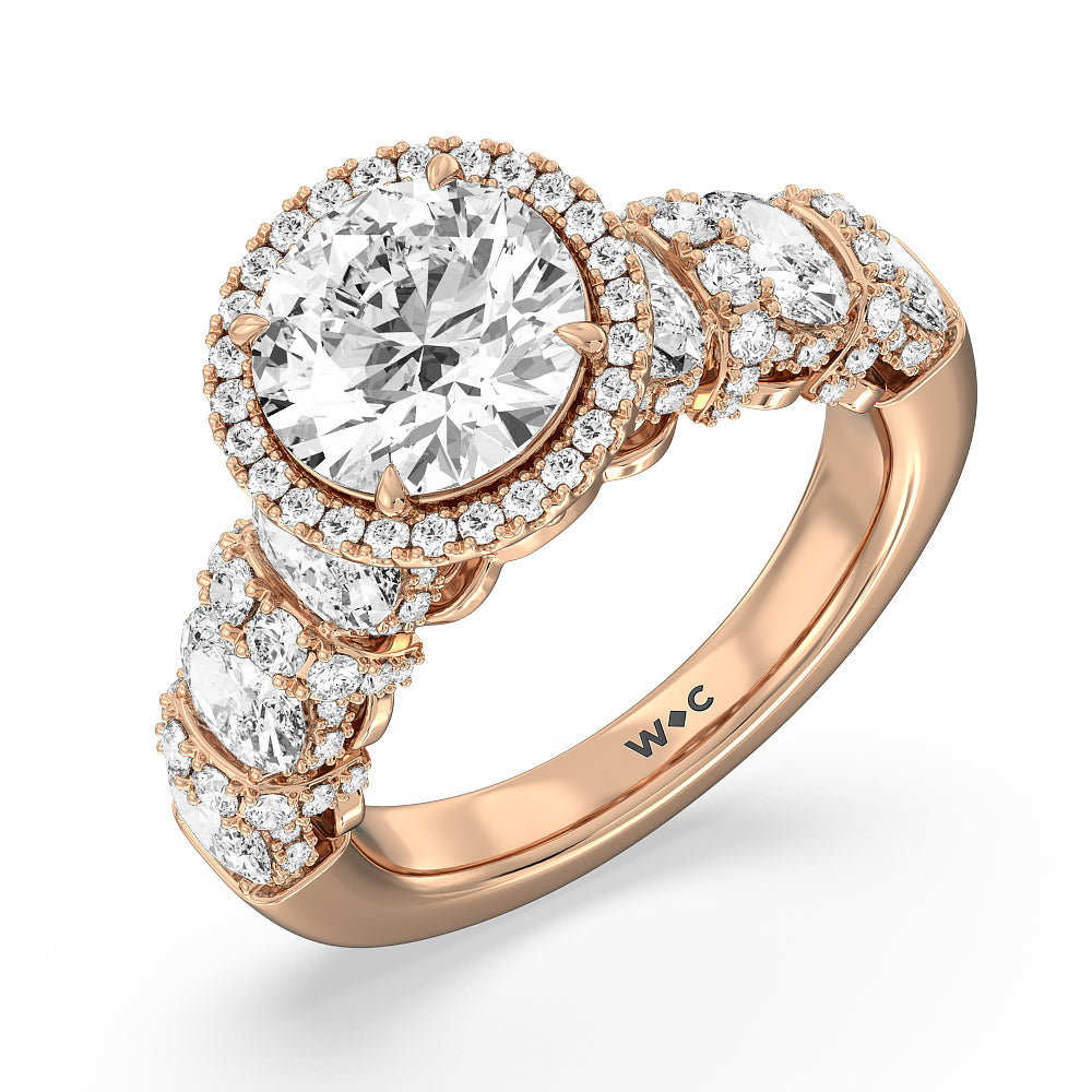 Round Cut The Carnegie Ring with Lab Grown Diamond in 14KT Rose Gold view 3

