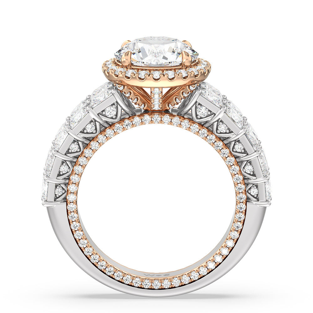 Round Cut The Rockefeller Ring with Lab Grown Diamond in 14KT White & Rose Gold view 2
