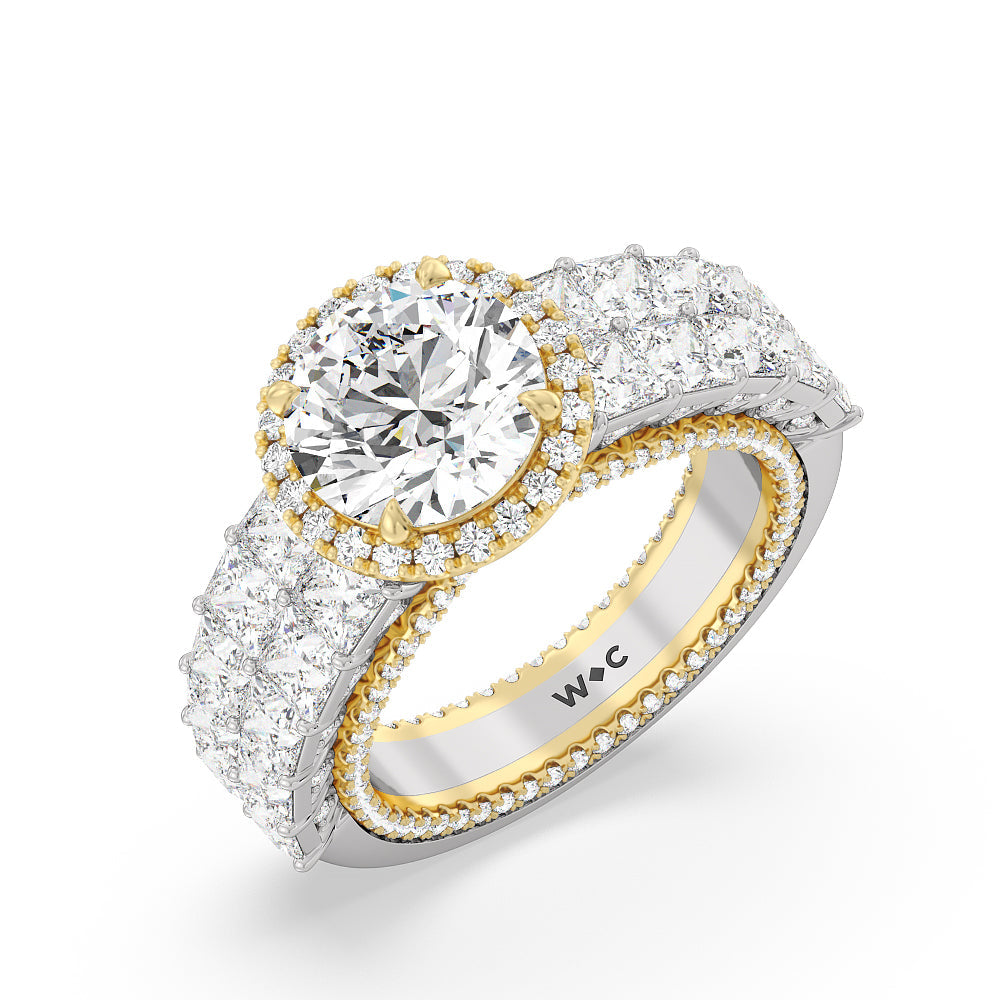 Round Cut The Rockefeller Ring with Lab Grown Diamond in 14KT White & Yellow Gold view 3

