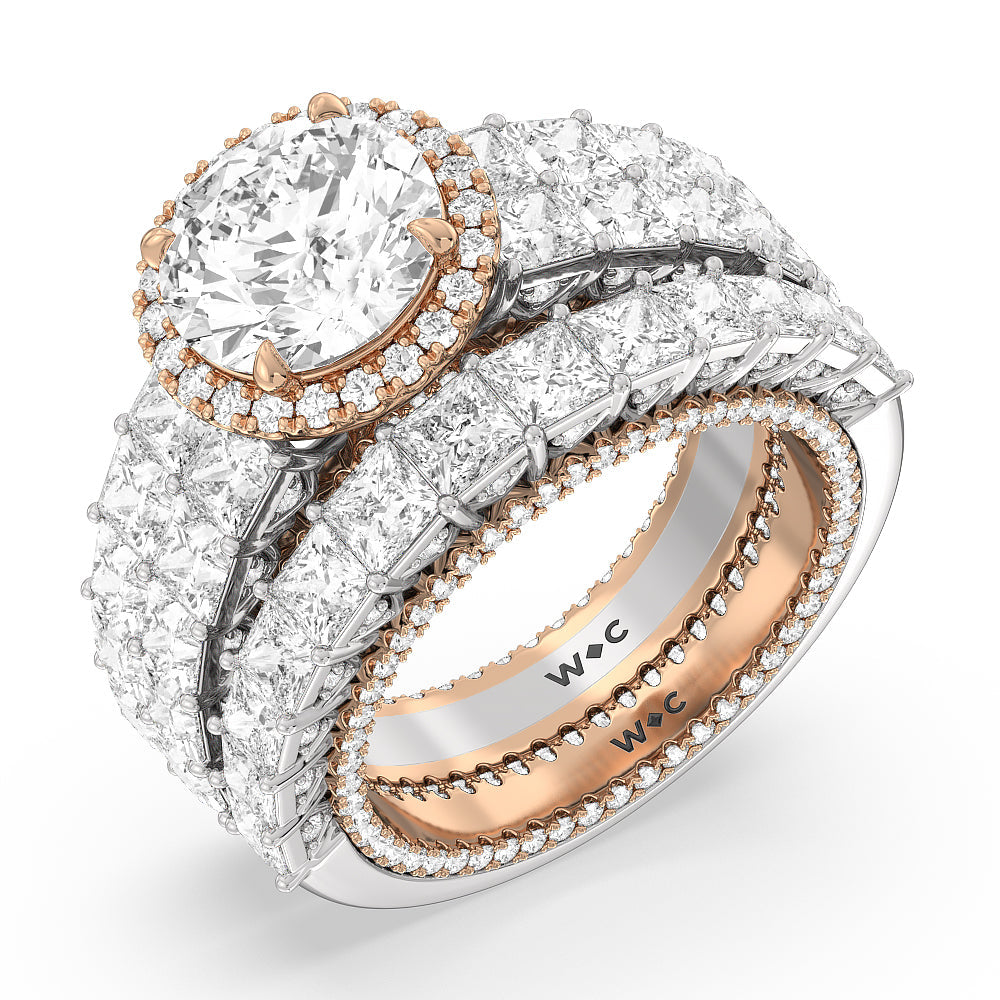 The Rockefeller Diamond Wedding Band with 18KT White & Rose Gold Cut Diamond in 14KT White & Rose Gold view 3
