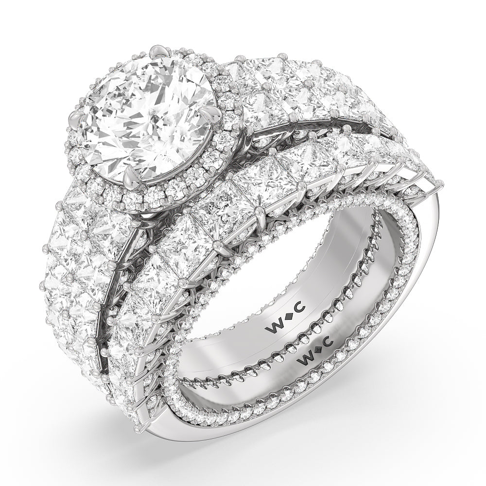 The Rockefeller Diamond Wedding Band with Platinum Cut Diamond in 14KT Platinum view 3
