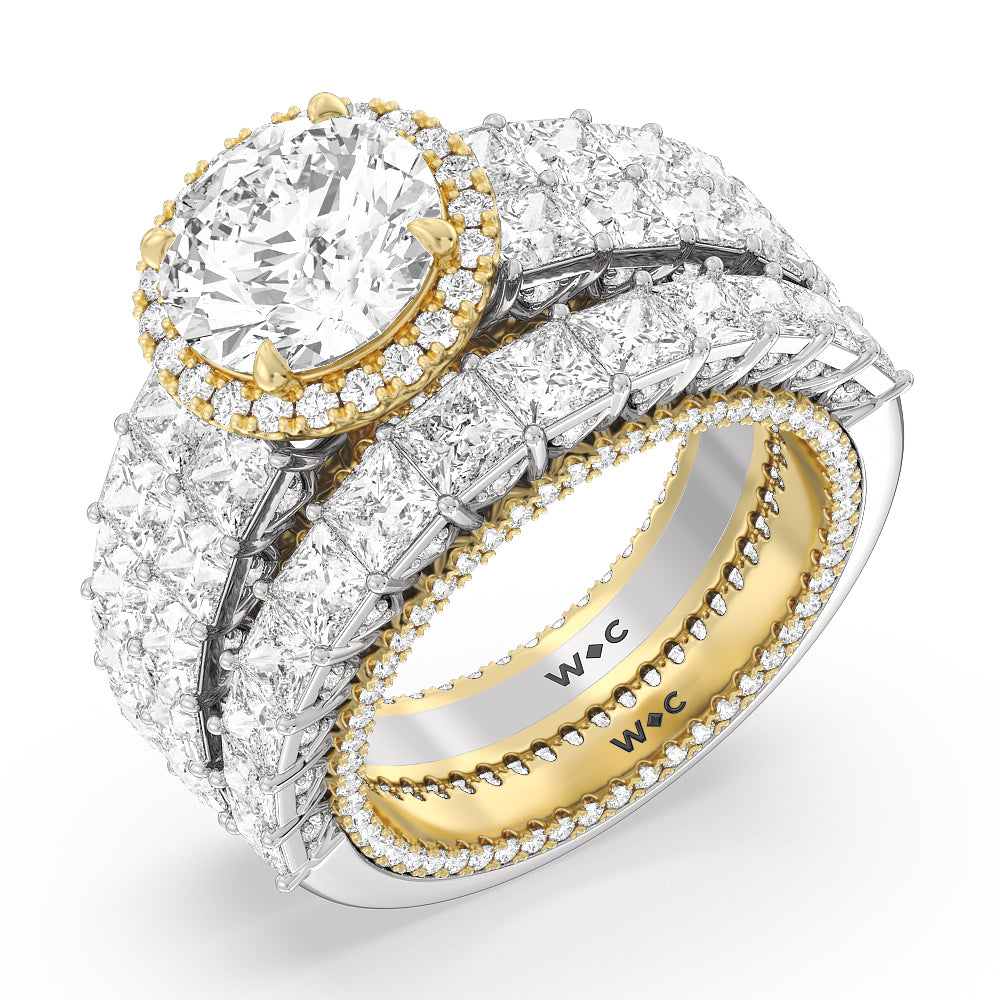The Rockefeller Diamond Wedding Band with 18KT White & Yellow Gold Cut Diamond in 14KT White & Yellow Gold view 3
