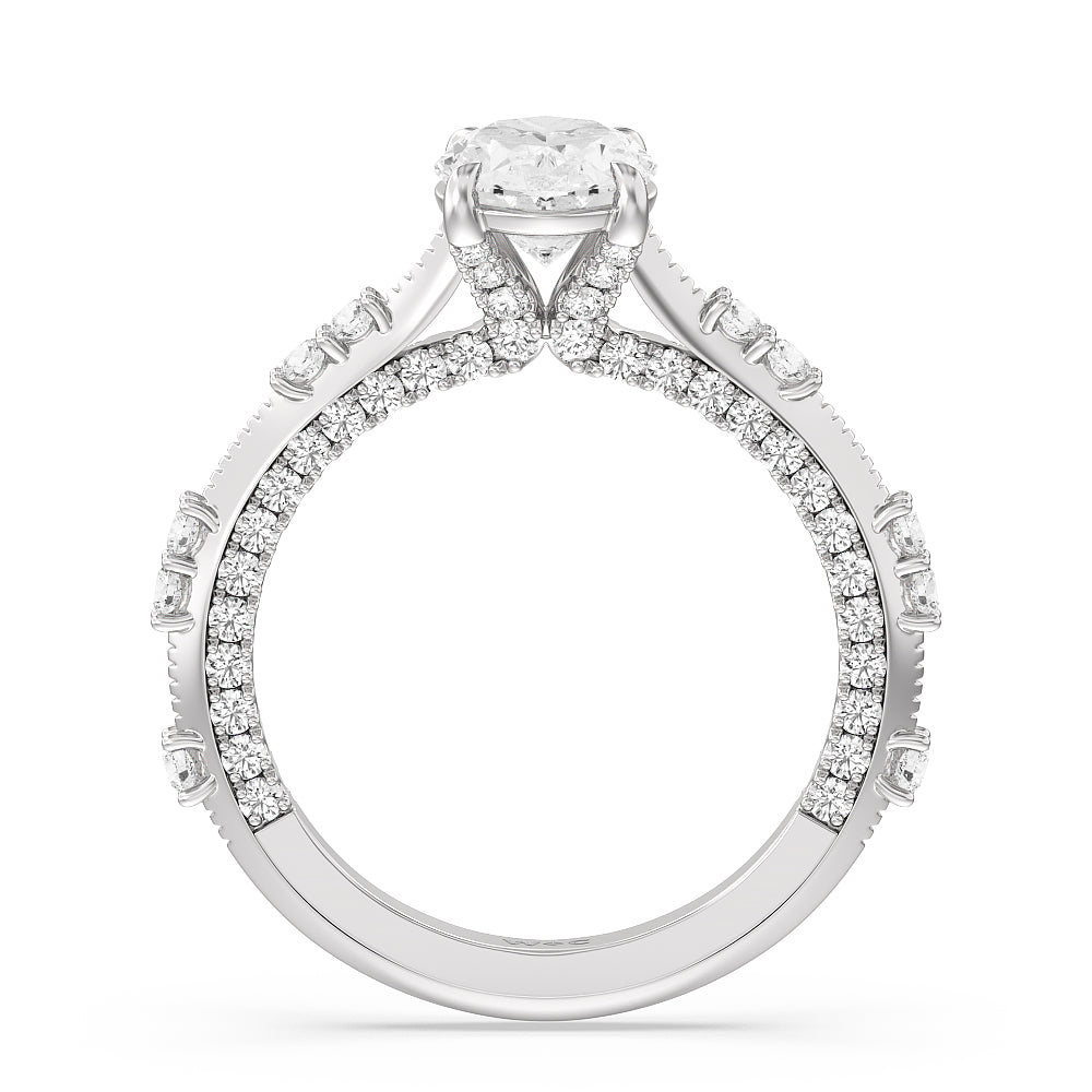 Celestia Knife Edge Milgrain Engagement Ring with Round Cut Diamond in 14KT Platinum view 2
