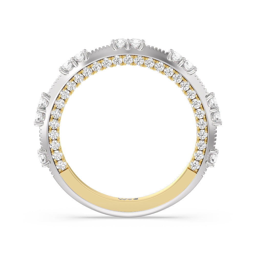 Celestia Knife Edge Milgrain Wedding Band with 18KT White & Yellow Gold Cut Diamond in 14KT White & Yellow Gold view 2
