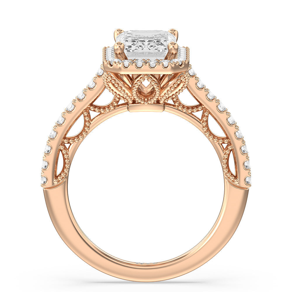The Frick Ring with Emerald Cut Diamond in 14KT Rose Gold view 2
