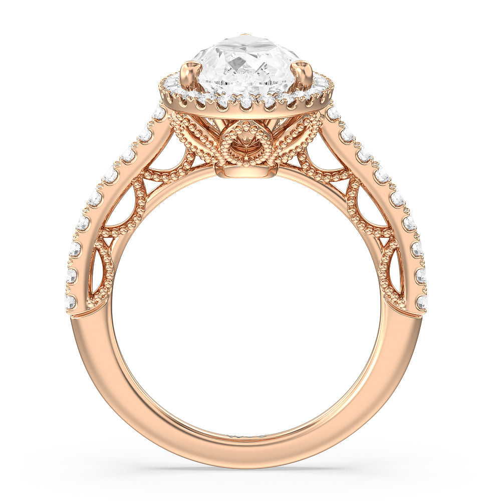 The Frick Ring with Pear Cut Diamond in 14KT Rose Gold view 3
