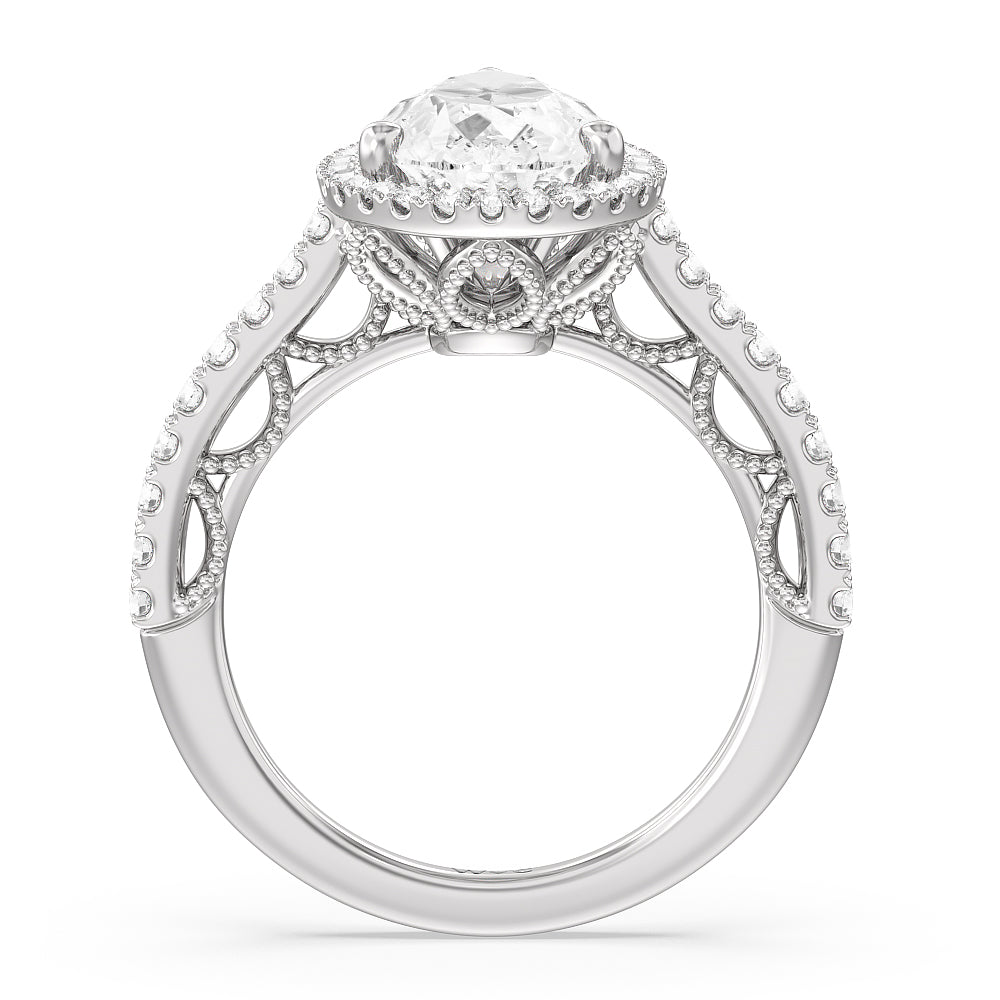 The Frick Ring with Pear Cut Diamond in 14KT Platinum view 3
