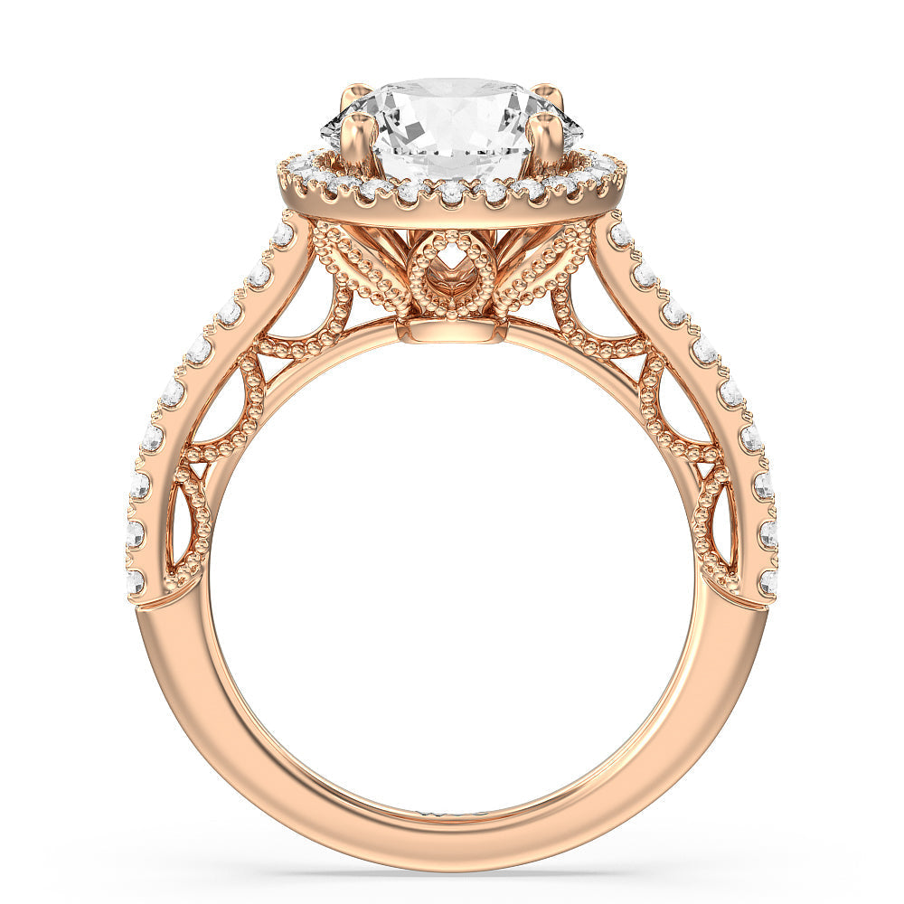 The Frick Ring with Round Cut Diamond in 14KT Rose Gold view 3
