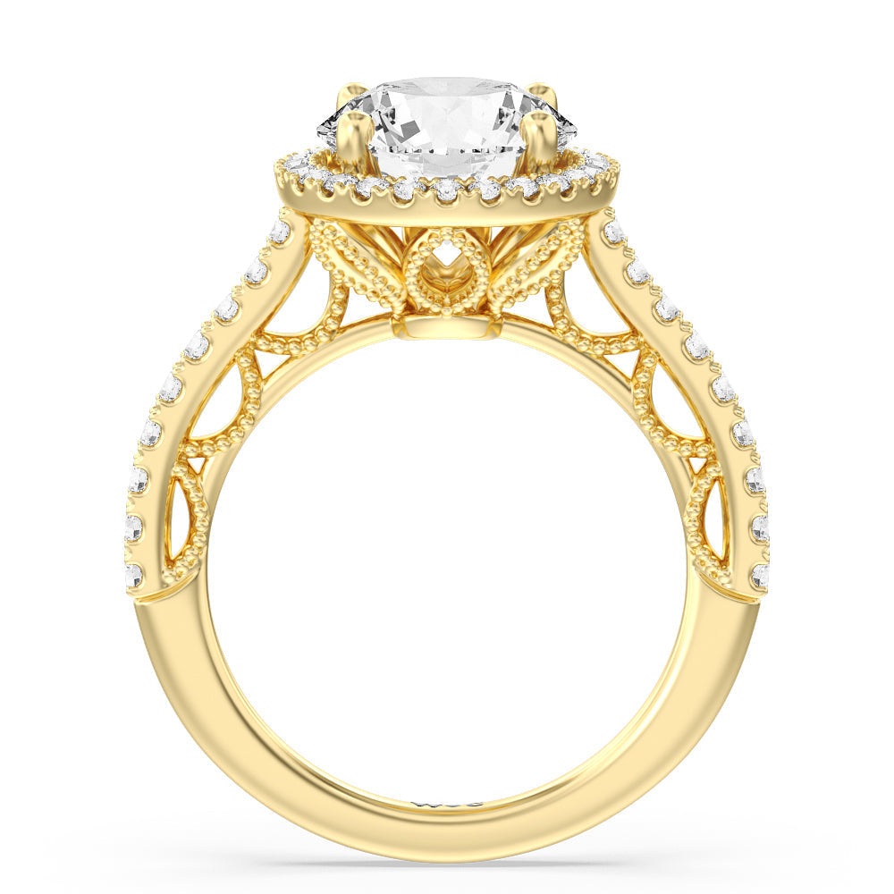 The Frick Ring with Round Cut Diamond in 14KT Yellow Gold view 3
