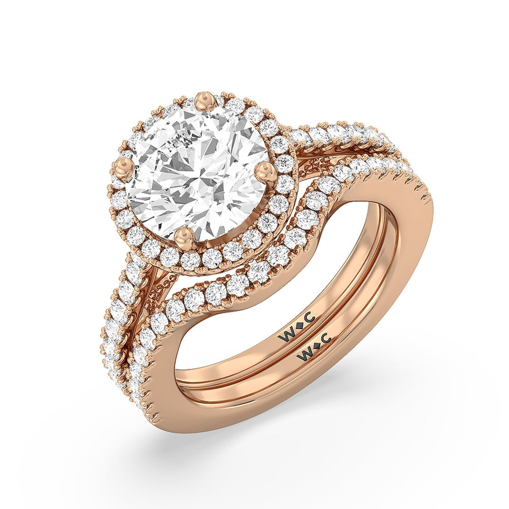 The Frick Diamond Wedding Band with 18KT Rose Gold Cut Diamond in 14KT Rose Gold view 3
