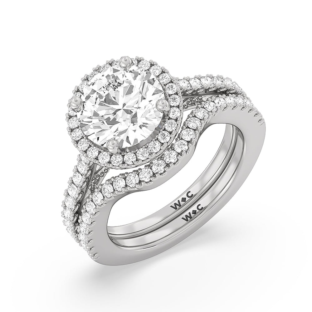 The Frick Diamond Wedding Band with Platinum Cut Diamond in 14KT Platinum view 3
