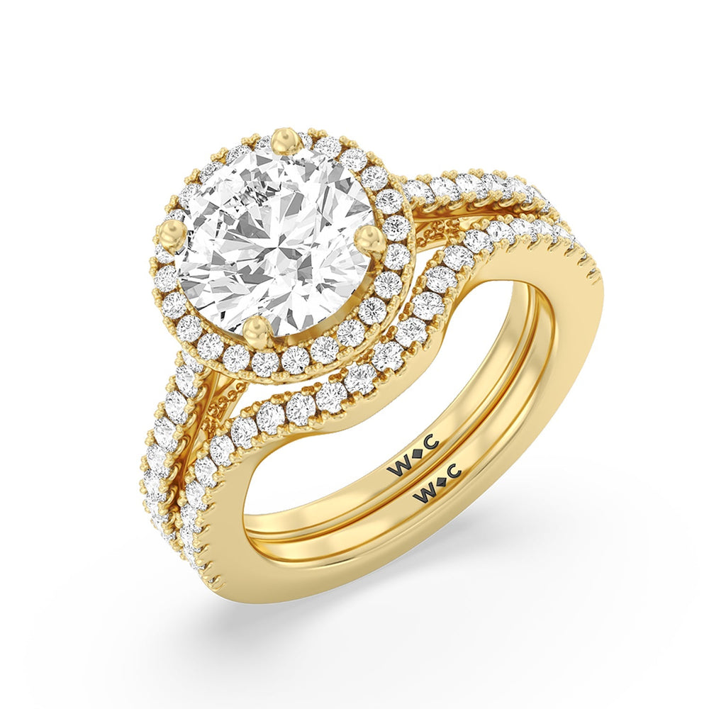 The Frick Diamond Wedding Band with 18KT Yellow Gold Cut Diamond in 14KT Yellow Gold view 3
