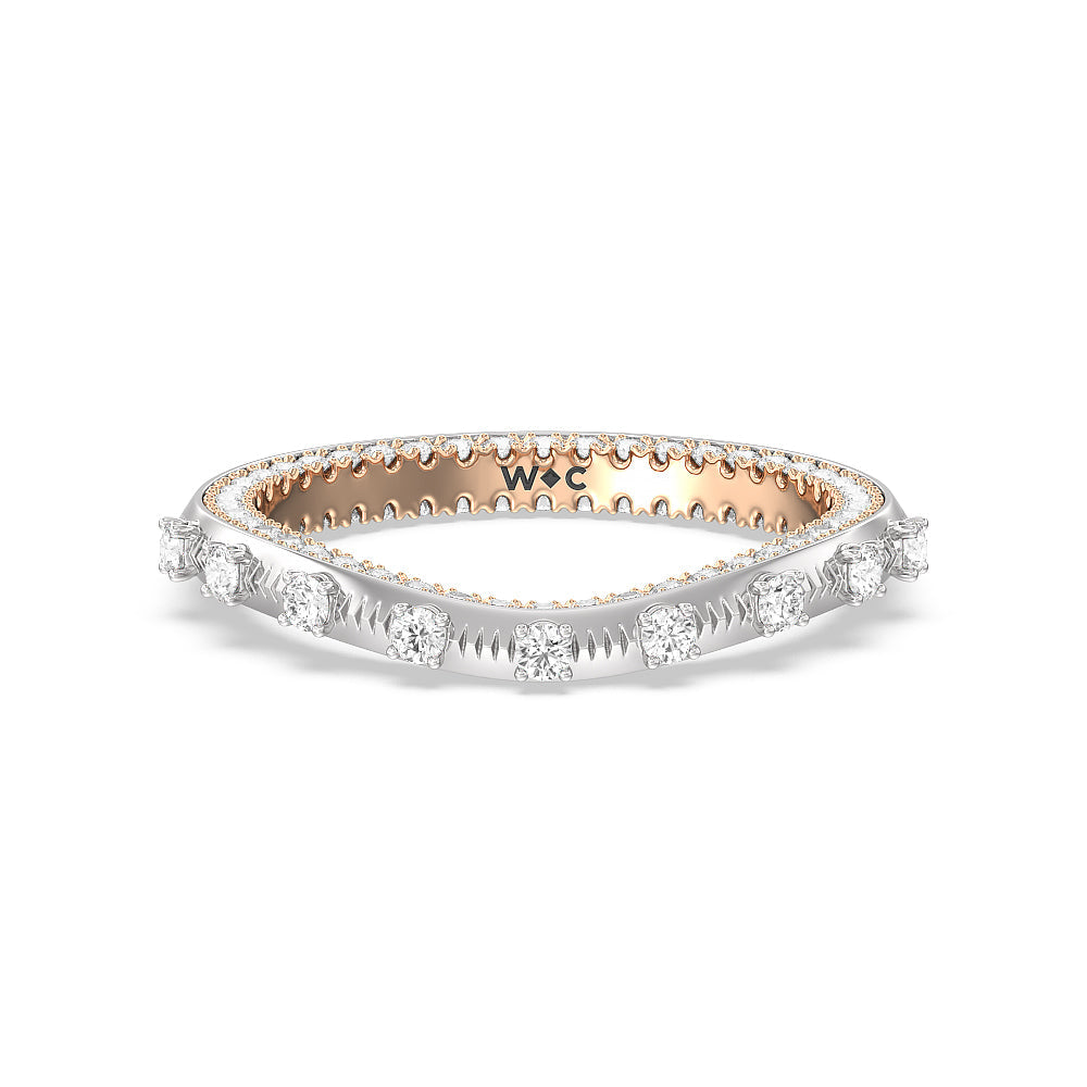 Celestia Intertwined Basket Diamond Wedding Band with 18KT White & Rose Gold Cut Diamond in 14KT White & Rose Gold view 1
