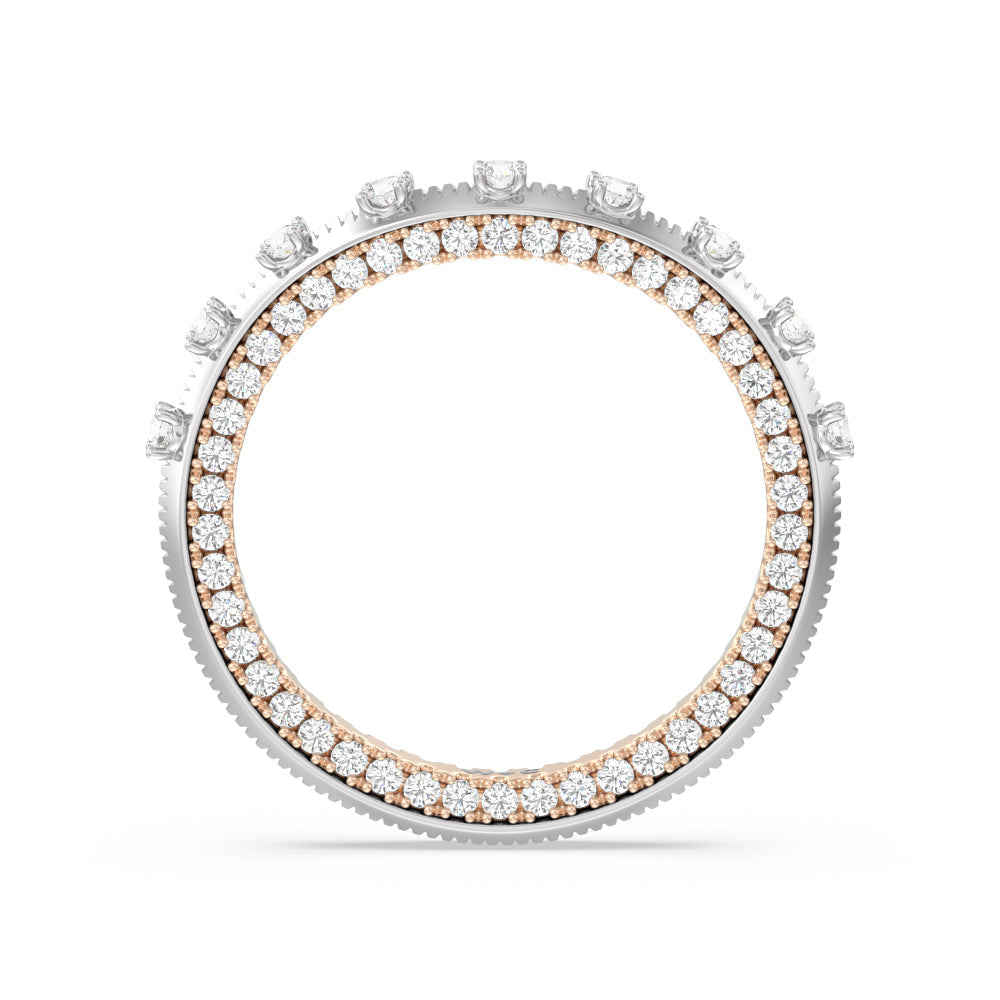 Celestia Intertwined Basket Diamond Wedding Band with 18KT White & Rose Gold Cut Diamond in 14KT White & Rose Gold view 2
