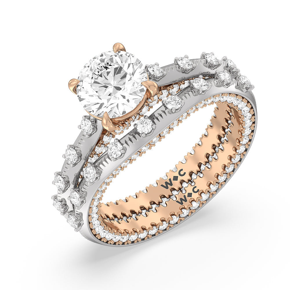 Celestia Intertwined Basket Diamond Wedding Band with 18KT White & Rose Gold Cut Diamond in 14KT White & Rose Gold view 4
