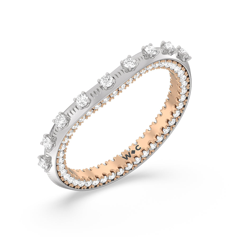 Celestia Intertwined Basket Diamond Wedding Band with 18KT White & Rose Gold Cut Diamond in 14KT White & Rose Gold view 3
