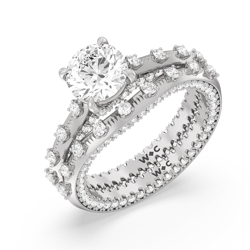 Celestia Intertwined Basket Diamond Wedding Band with Platinum Cut Diamond in 14KT Platinum view 4
