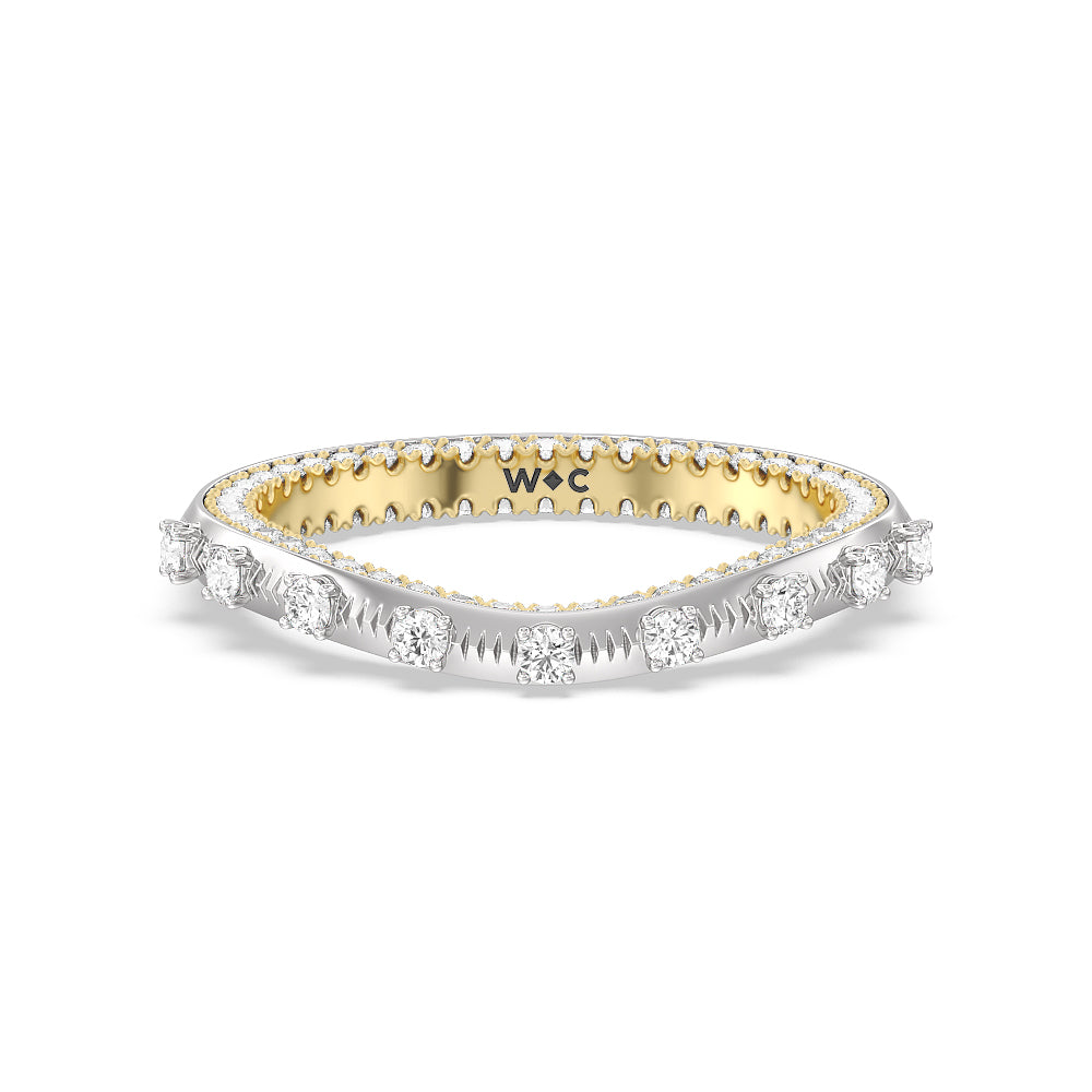 Celestia Intertwined Basket Diamond Wedding Band with 18KT White & Yellow Gold Cut Diamond in 14KT White & Yellow Gold view 1
